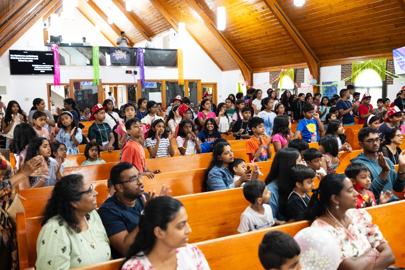 VBS children celebrating in church